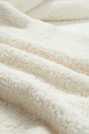 Beige Contrast Flap Pocket Single Breasted Teddy Coat - Image 7