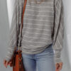 Gray Stripe Dolman Sleeve Drop Shoulder Top