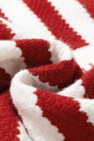Red Stripe Chic Golden Button Cardigan Sweater - Image 7
