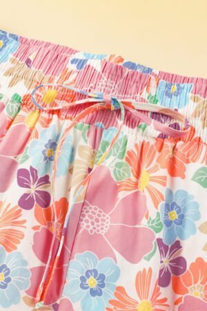 Pink Floral Smocked Waist Loose Pants - Image 8