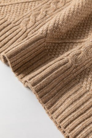 Parchment Cable Knit Drop Shoulder Loose Fit Sweater Dress - Image 7