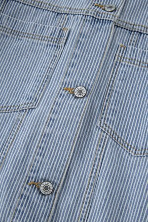 Sky Blue Stripe Washed Oversize Pocketed Denim Jacket - Image 9