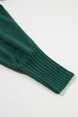 Blackish Green Merry Letter Embroidered High Neck Sweater - Image 7