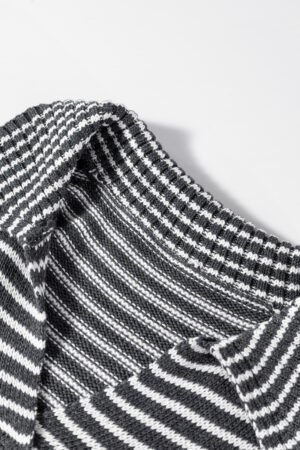 Gray Stripe Collared V Neck Sweater Vest with Pockets - Image 7