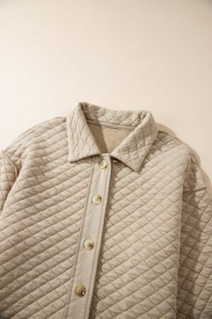 Jet Stream Solid Color Quilted Puffer Buttoned Shacket - Image 6