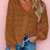 Brown Lightweight Buttoned Front Crochet Cardigan