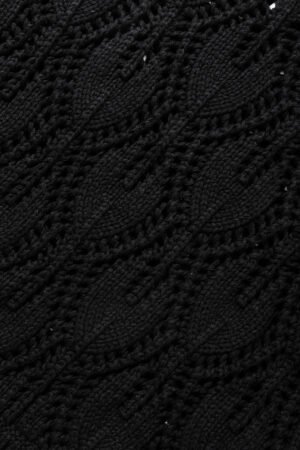 Black Crochet Knit Ribbed Hem Hollow-out Sweater - Image 8