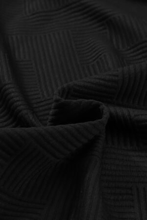 Black Solid Textured Flap Pocket Buttoned Shacket - Image 6