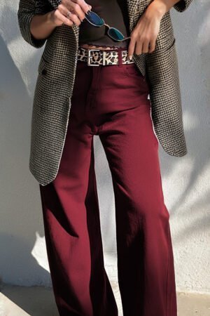 Red Dahlia Loose Straight High Waist Solid Color Jeans