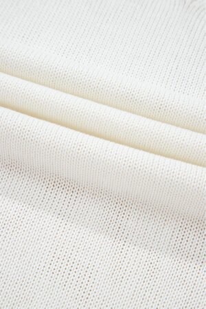 White Eyelet Knit Tied Back Short Sleeve Sweater - Image 8