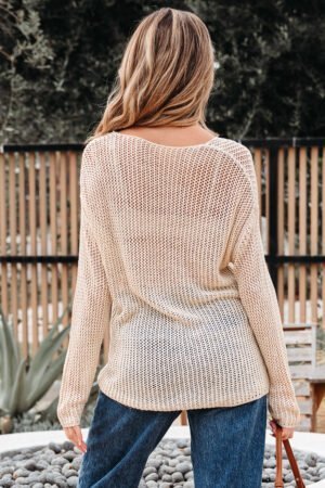 Smoke Gray Crochet Hollow-out Jumper Top Sweater - Image 10