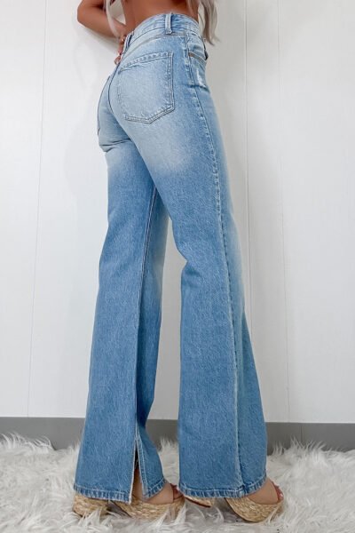 Alternative view of Myosotis High Rise Shift Slit Leg Straight Jeans