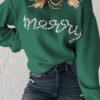 Blackish Green Pearl Beaded Merry Casual Sweater