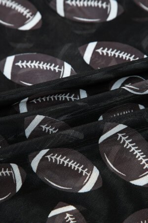 Black Game Day Rugby Mesh Sheer Long Sleeve Top - Image 8