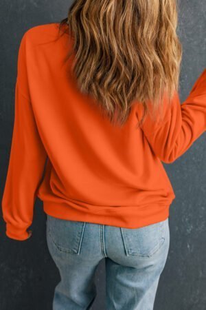 Orange Sequin Halloween Ghost Patched Drop Shoulder Sweatshirt - Image 4