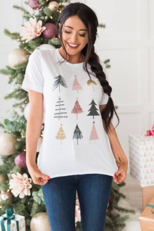 White Christmas Tree Graphic Tee - Image 6