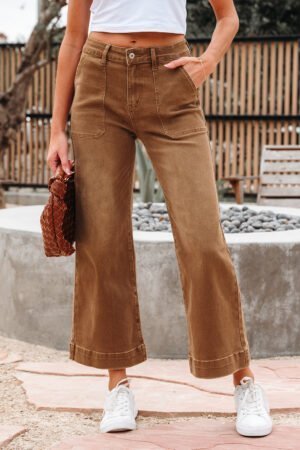 Breen Cropped High Rise Wide Leg Jeans