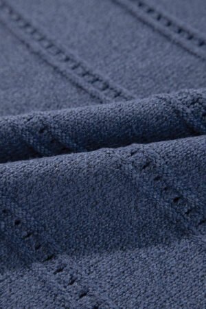Real Teal Boat Neck Drop Shoulder Pointelle Knit Sweater - Image 8