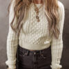 White Cable Knit Cropped Sweater