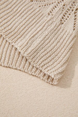 Parchment Hollow Out Buttons Front Long Cardigan - Image 7