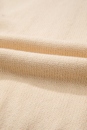 Beige Open Knit Drop Shoulder Sweater Cardigan - Image 8