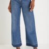 Sail Blue Raw Hem Straight Leg Loose High Waist Jeans