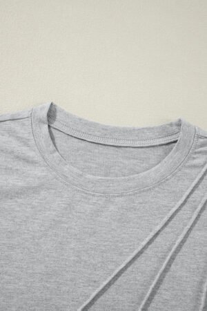Gray Crew Neck Pleated Tank Top - Image 6