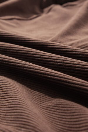 Coffee Hooded Drawstring Pockets Corduroy Shacket - Image 8
