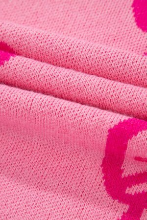 Pink Bow Pattern Drop Shoulder Loose Sweater - Image 6