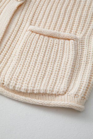 White Solid Textured Knit Side Pockets Buttoned Sweater Vest - Image 8