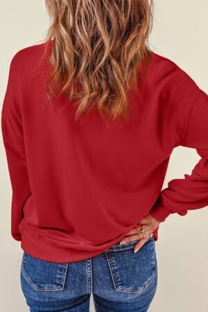 Fiery Red Santa Claus Sequin Graphic Sweatshirt - Image 8
