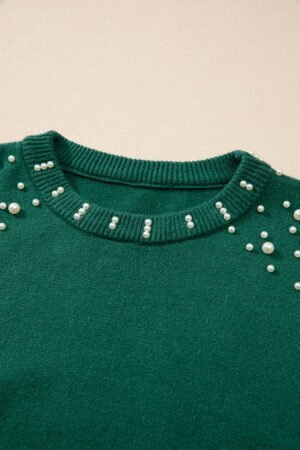 Evergreen Pearled Drop Shoulder Round Neck Sweater - Image 6