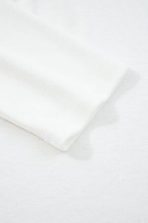 White Solid Color Seam Detail Raglan Long Sleeve Top - Image 9