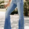 Ashleigh Blue Cut out Side Frayed Hemline Flare Jeans