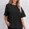 Black Raw Seam Patchwork Drop Shoulder Oversize T Shirt