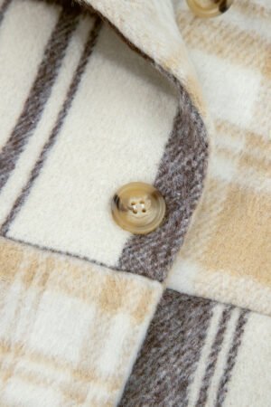 Multicolour Plaid Patchwork Side Pockets Buttoned Shacket - Image 12