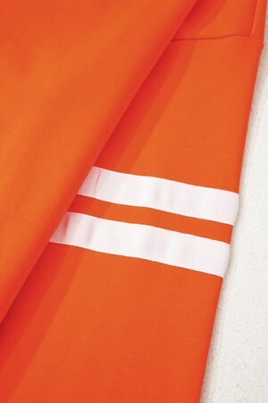 Orange Varsity Striped Detail Drop Shoulder Oversized Sweatshirt - Image 4