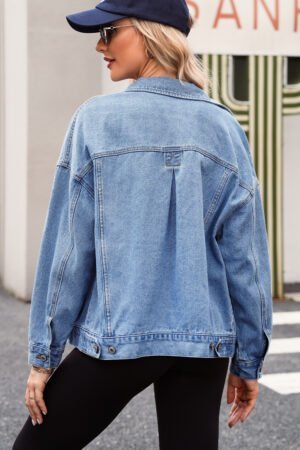 Wild Wind Washed Oversize Pocketed Denim Jacket - Image 3