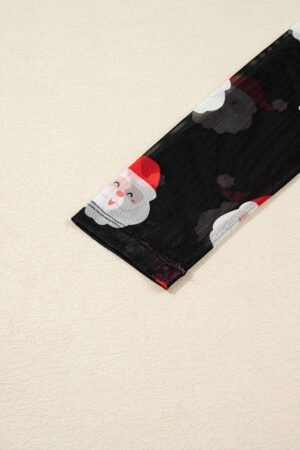 Black Christmas Fashion Print Slim Fit Long Sleeve Top - Image 7