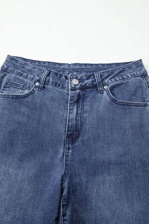 Dirty blue High Waist Button Zip Fly Bell Bottom Jeans - Image 5