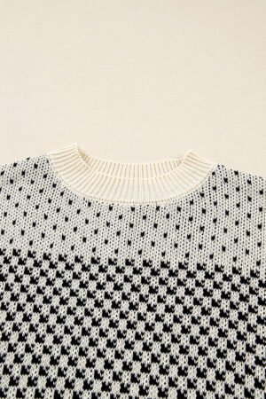 Black Contrast Color Pattern Lantern Sleeve Sweater - Image 6
