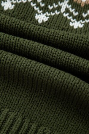 Moss Green Western Fashion Abstract Printed Cardigan Sweater - Image 16