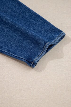 Sail Blue Vintage Fastening Big Patched Pockets Straight Cut Deep Wash Denim Jacket - Image 10