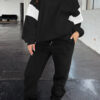 Black Drop Shoulder Loose Sweatshirt and Joggers Active Set