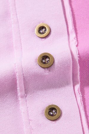 Pink Colorblock Henley High Low Oversize Sweatshirt - Image 8
