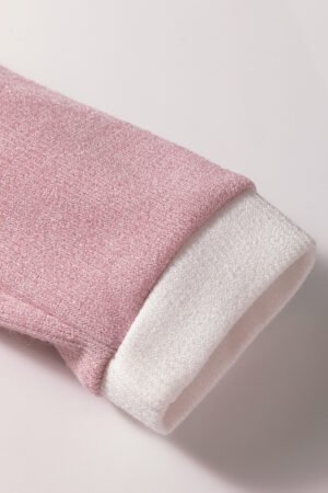 Light Pink Contrast Color Trim Knit Drop Shoulder Loose Top - Image 9