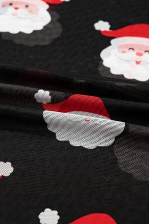 Black Christmas Fashion Print Slim Fit Long Sleeve Top - Image 8