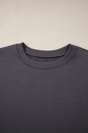 Dark Grey Varsity Striped Detail Drop Shoulder Oversized Sweatshirt - Image 4
