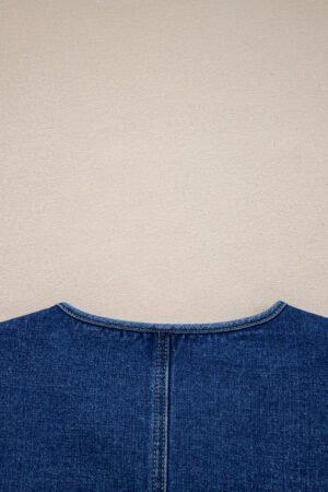 Sail Blue Vintage Fastening Big Patched Pockets Straight Cut Deep Wash Denim Jacket - Image 8