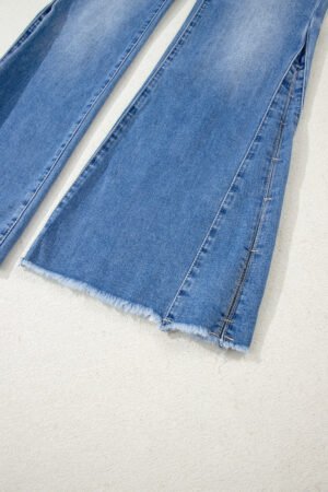 Ashleigh Blue Cut out Side Frayed Hemline Flare Jeans - Image 10